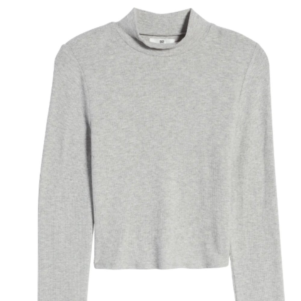 BP Easy Rib Mock Neck Cropped Top